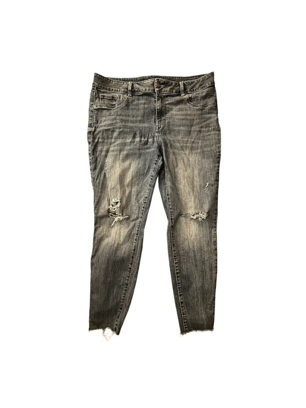 Maurices Plus Size High Rise Ripped Skinny Frayed Hem Jeans - Picture 3 of 12